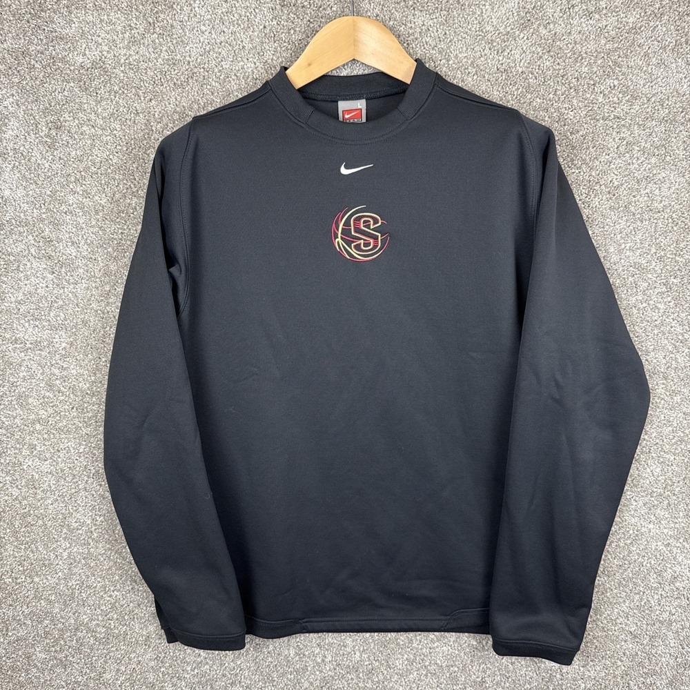 Nike Team Pullover Sweatshirt Basketball Center Swoosh Men's Large Black Y2K